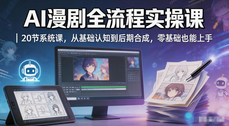 AI漫剧全流程实操课｜20节系统课，从基础认知到后期合成，零基础也能上手-悦享网