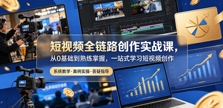 短视频全链路创作实战课，从0基础到熟练掌握，一站式学习短视频创作-悦享网