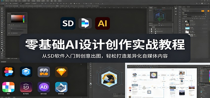 零基础AI设计创作实战教程：从SD软件入门到创意出图，轻松打造差异化自媒体内容-悦享网