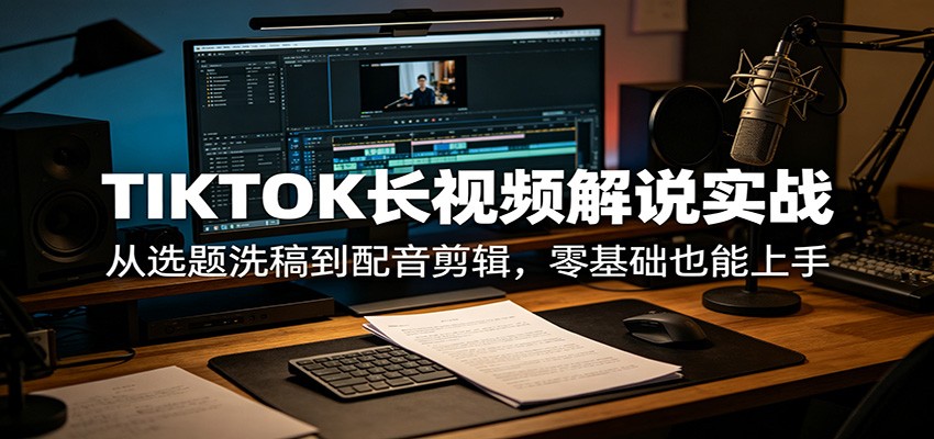TIKTOK长视频解说实战：从选题洗稿到配音剪辑，零基础也能上手-悦享网