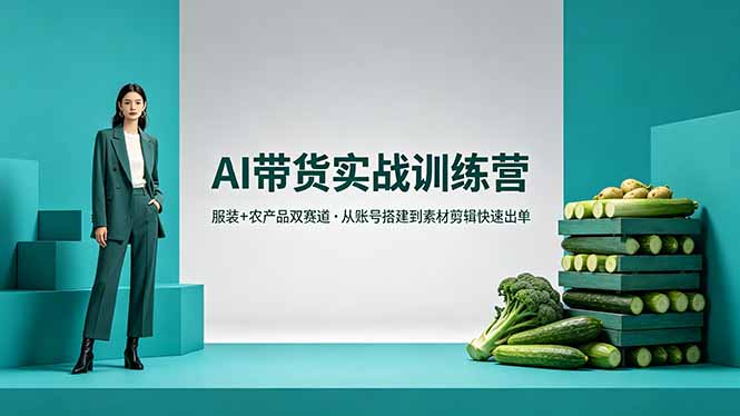 AI带货实战训练营，服装+农产品双赛道，从账号搭建到素材剪辑快速出单-悦享网