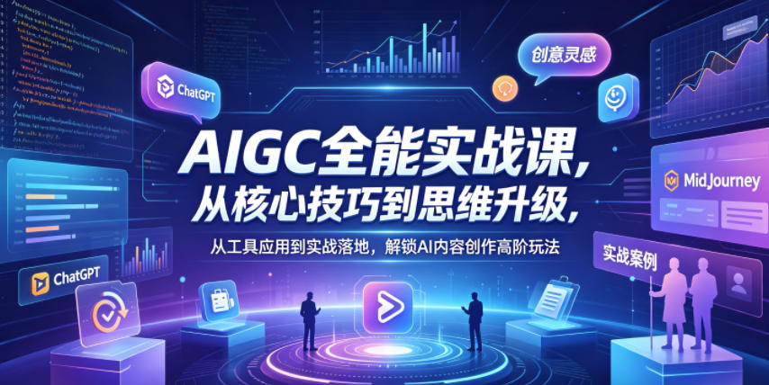 AIGC全能实战课，从核心技巧到思维升级，从工具应用到实战落地，解锁AI内容创作高阶玩法-悦享网