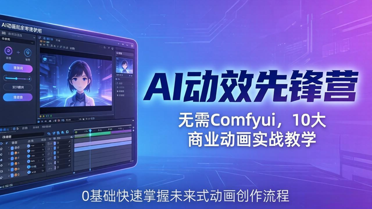 AI 动效先锋营：无需Comfyui，10大商业动画实战教学，0基础快速掌握未来式动画创作流程-悦享网