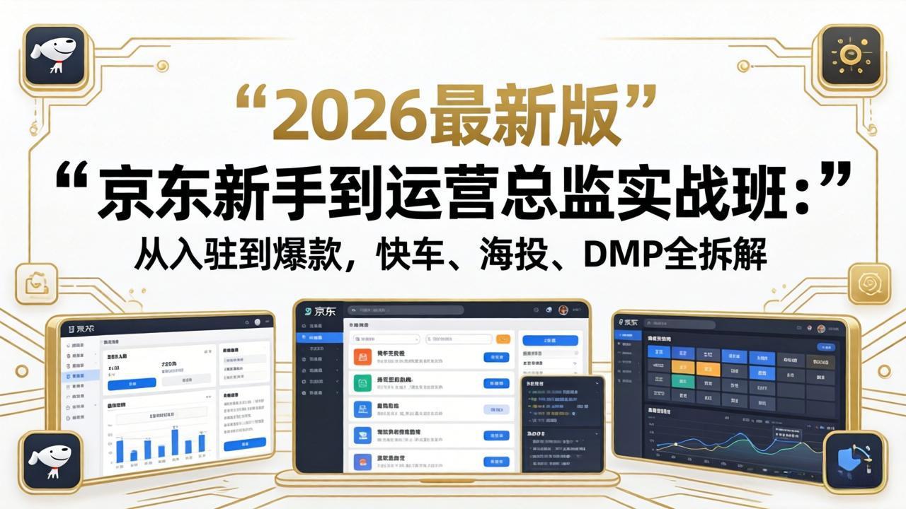 京东新手到运营总监实战班：从入驻到爆款，快车、海投、DMP全拆解，2026最新版-悦享网