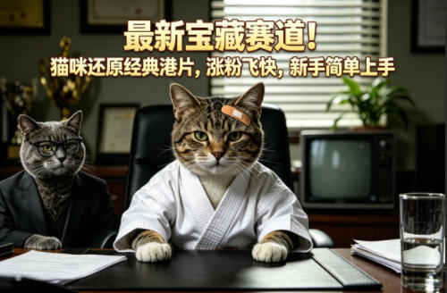 最新宝藏赛道！猫咪还原经典港片，涨粉飞快，新手简单上手-悦享网