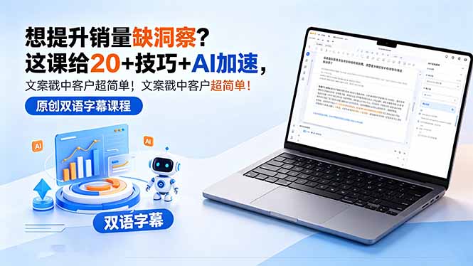 想提升销量缺洞察？这课给 20 + 技巧 + AI 加速，文案戳中客户超简单！【原创双语字幕】-悦享网