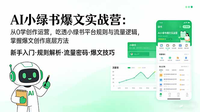 AI 小绿书爆文实战营：从0学创作运营，吃透小绿书平台规则与流量逻辑，掌握爆文创作底层方法-悦享网