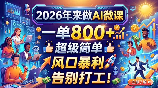 2026年来做AI微课，一单800+，超级简单，风口暴利，告别打工！-悦享网