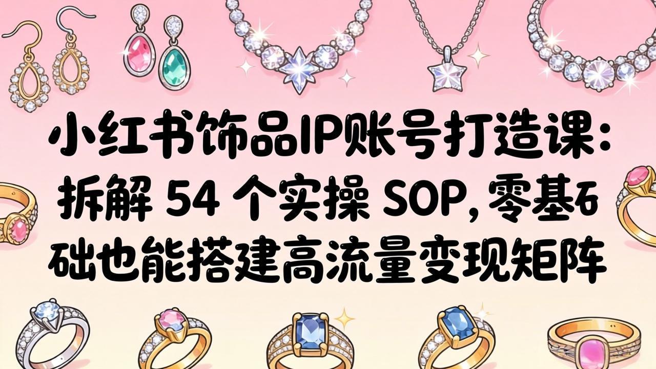 小红书饰品IP账号打造课：拆解 54 个实操 SOP，零基础也能搭建高流量变现矩阵-悦享网
