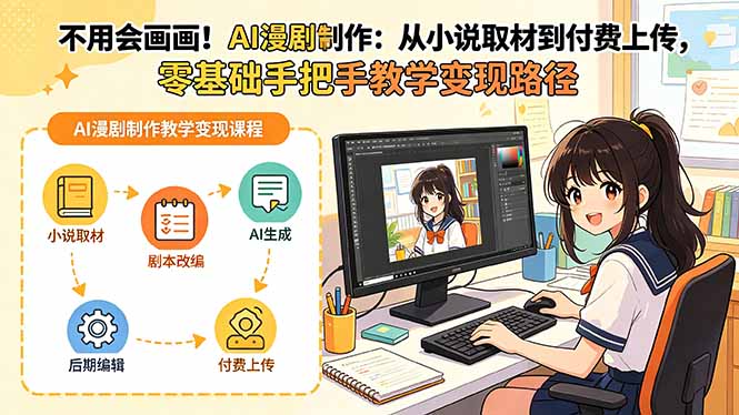 不用会画画！AI漫剧制作：从小说取材到付费上传，零基础手把手教学变现路径-悦享网
