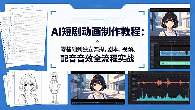 AI短剧动画制作教程：零基础到独立实操，剧本、视频、配音音效全流程实战-悦享网