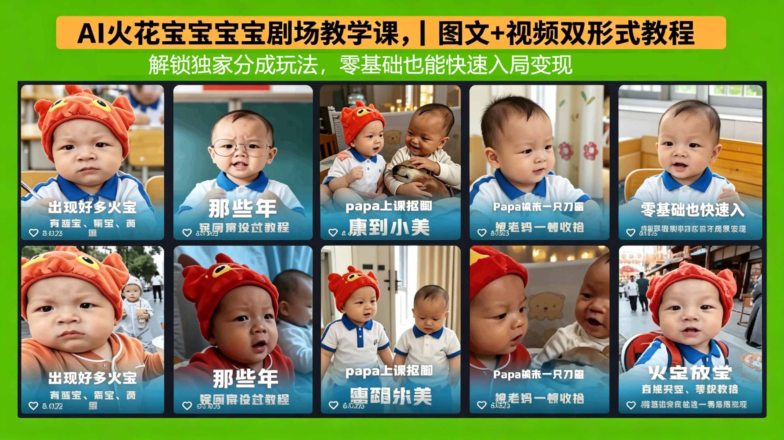 AI火花宝宝宝宝剧场教学课，图文+视频双形式教程，解锁独家分成玩法，零基础也能快速入局变现-悦享网