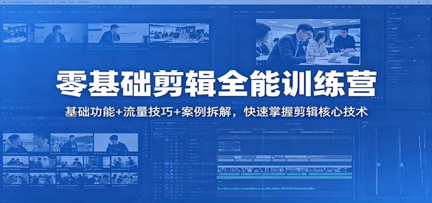 零基础剪辑全能训练营：基础功能+流量技巧+案例拆解，快速掌握剪辑核心技术-悦享网