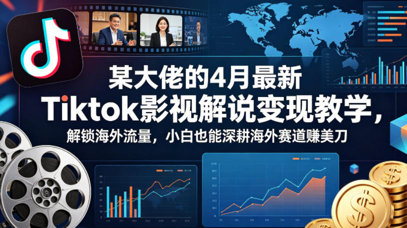 某大佬的4月最新Tiktok影视解说变现教学，解锁海外流量，小白也能深耕海外赛道賺美刀-悦享网