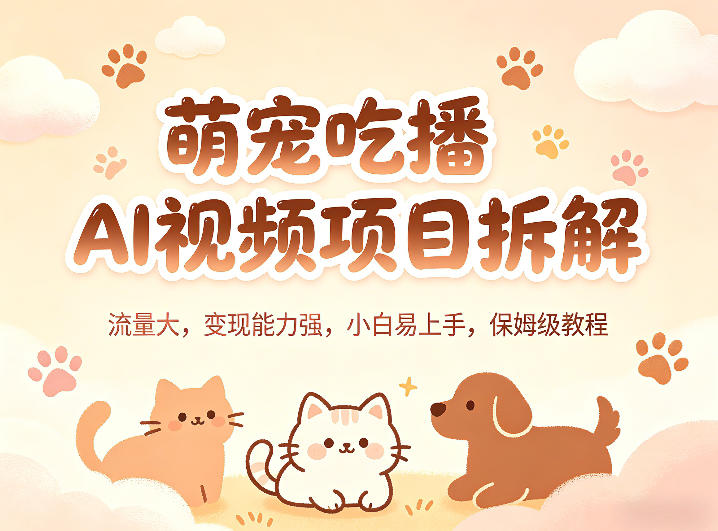 萌宠吃播AI视频项目拆解，流量大，变现能力强，小白易上手，保姆级教程-悦享网