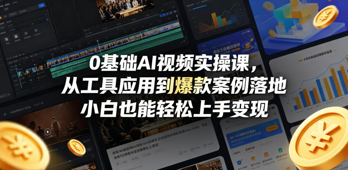 0基础AI视频实操课，从工具应用到爆款案例落地，小白也能轻松上手变现-悦享网