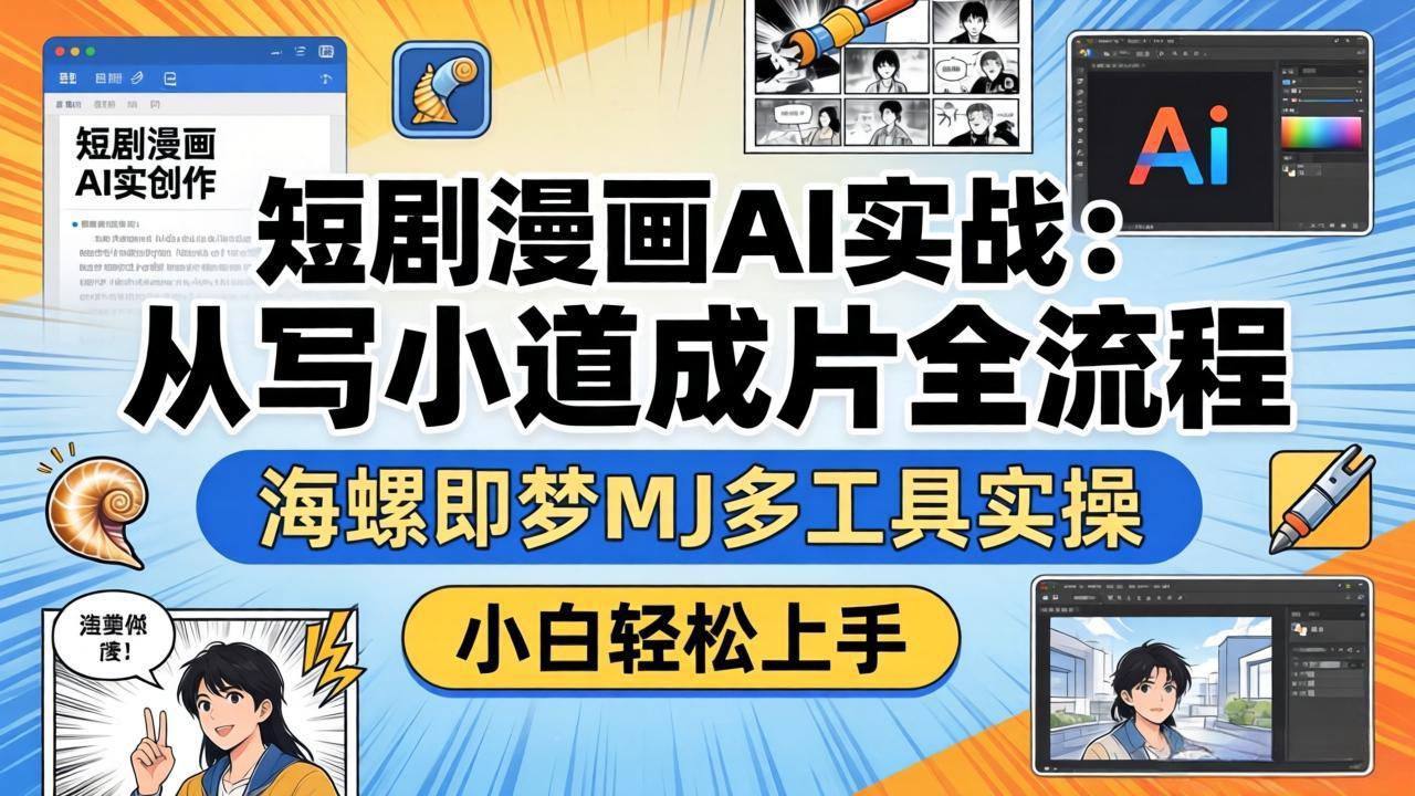 短剧漫画AI实战：从写小说到成片全流程，海螺即梦MJ多工具实操，小白轻松上手-悦享网