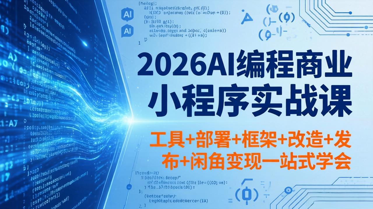 2026AI编程商业小程序实战课，工具+部署+框架+改造+发布+闲鱼变现一站式学会-悦享网