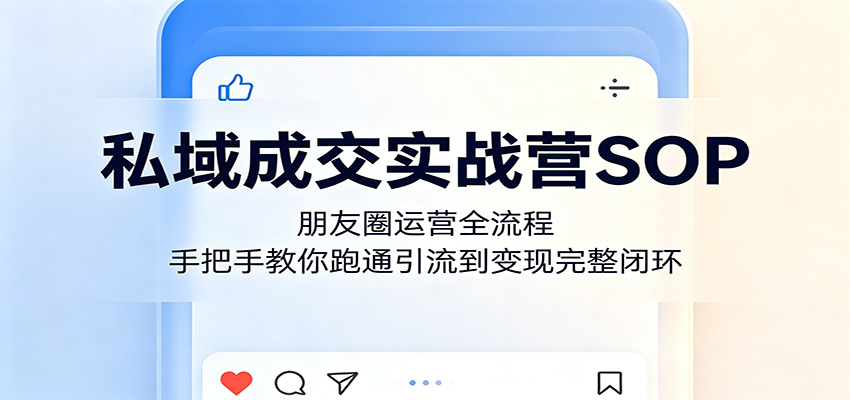 私域成交实战营SOP:朋友圈运营全流程,手把手教你跑通引流到变现完整闭环-悦享网