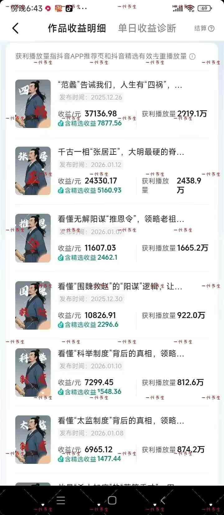 抖音300w粉丝博主的政史类科普视频教学，有大流量扶持，拿伙伴伙伴+精选独家双份收益-悦享网