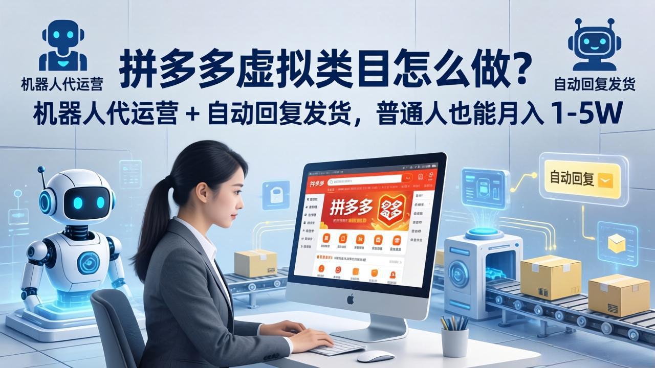 拼多多虚拟类目怎么做？机器人代运营 + 自动回复发货，普通人也能月入 1-5W-悦享网