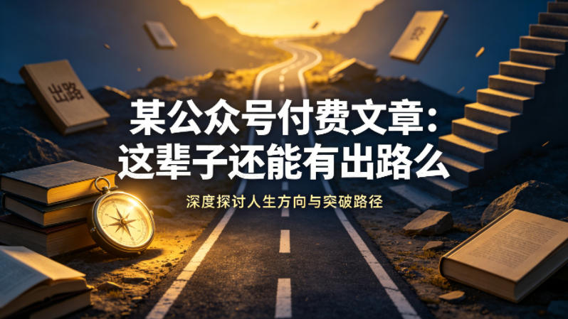 某公众号付费文章：这辈子还能有出路么-悦享网