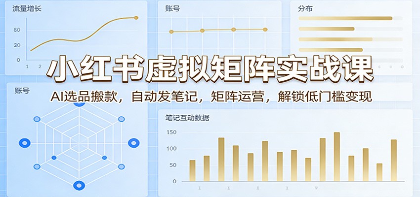 小红书虚拟矩阵实战课：AI选品搬款，自动发笔记，矩阵运营，解锁低门槛变现-悦享网