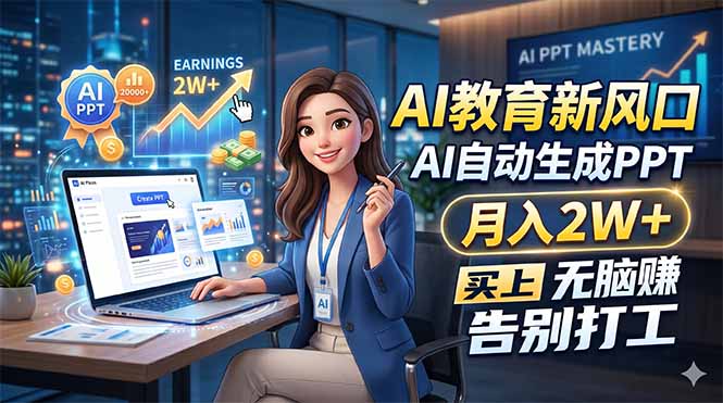 AI教育新风口，AI自动生成PPT，月入2W+，无脑赚，告别打工-悦享网