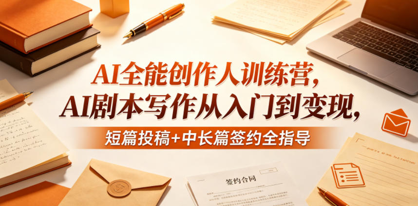 AI全能创作人训练营，AI剧本写作从入门到变现，短篇投稿+中长篇签约全指导-悦享网
