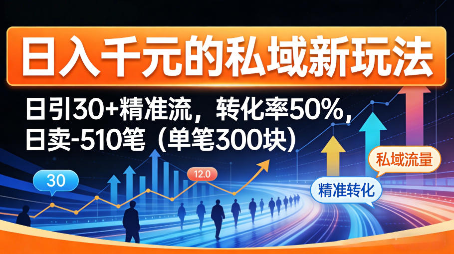 日入千米的私域新玩法：日引30＋精准流，转化率50%，日卖5-10笔(单笔300米)-悦享网