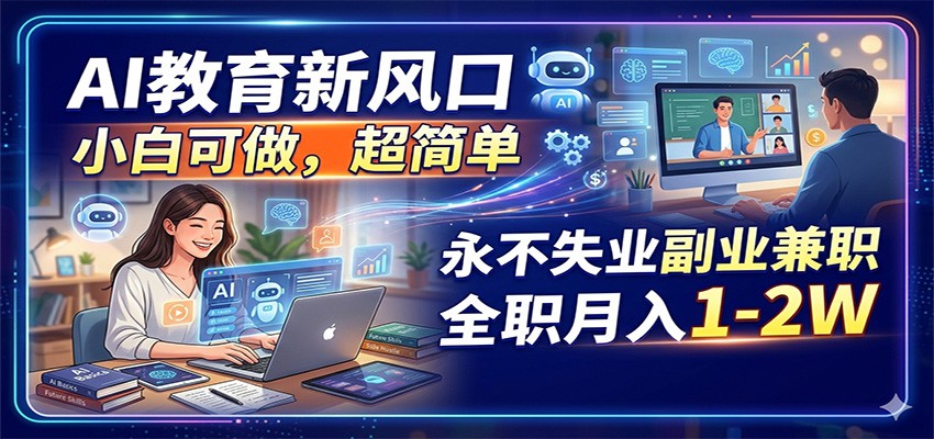 AI教育新风口，小白可做，超简单，永不失业副业兼职 全职月入1-2W-悦享网