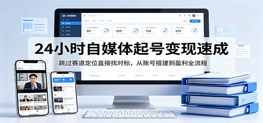 24小时自媒体起号变现速成，跳过赛道定位直接找对标，从账号搭建到盈利全流程-悦享网