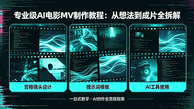 专业级AI电影MV制作教程，从想法到成片全拆解，宫格镜头+提示词模板+AI工具一站式教学-悦享网