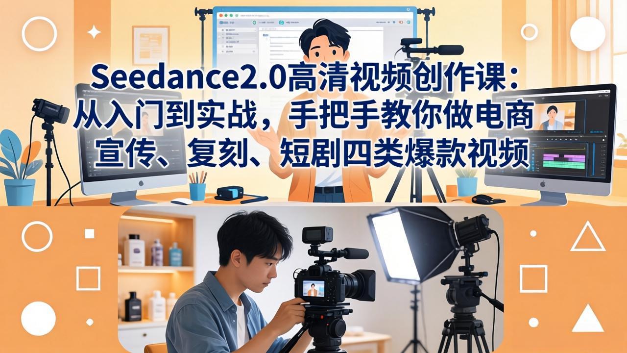 Seedance2.0高清视频创作课：从入门到实战，手把手教你做电商、宣传、复刻、短剧四类爆款视频-悦享网