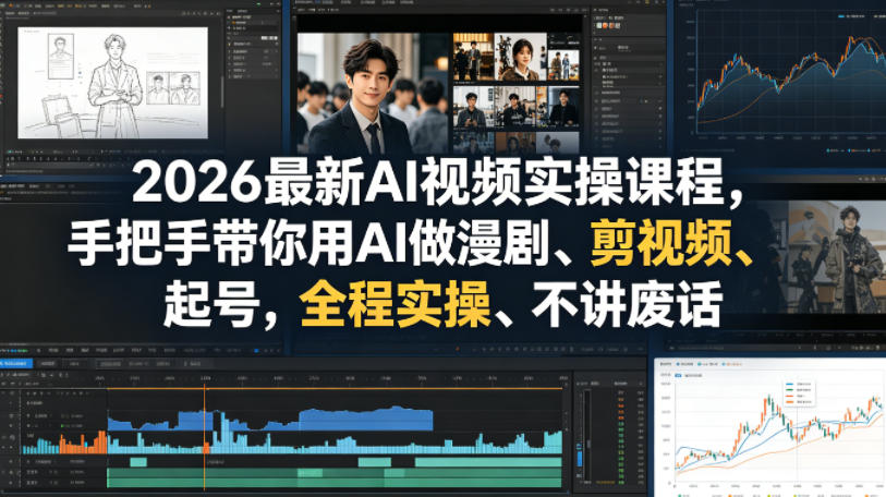 2026最新AI视频实操课程，手把手带你用AI做漫剧、剪视频、起号，全程实操、不讲废话-悦享网