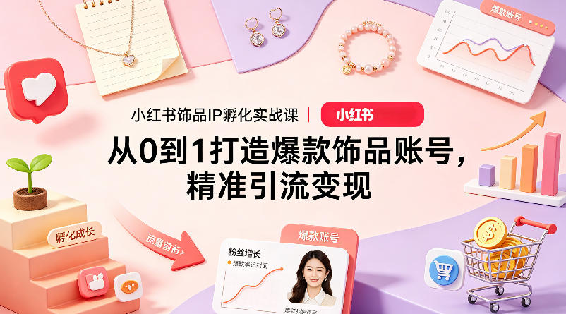 小红书饰品IP孵化实战课｜从0到1打造爆款饰品账号，精准引流变现-悦享网