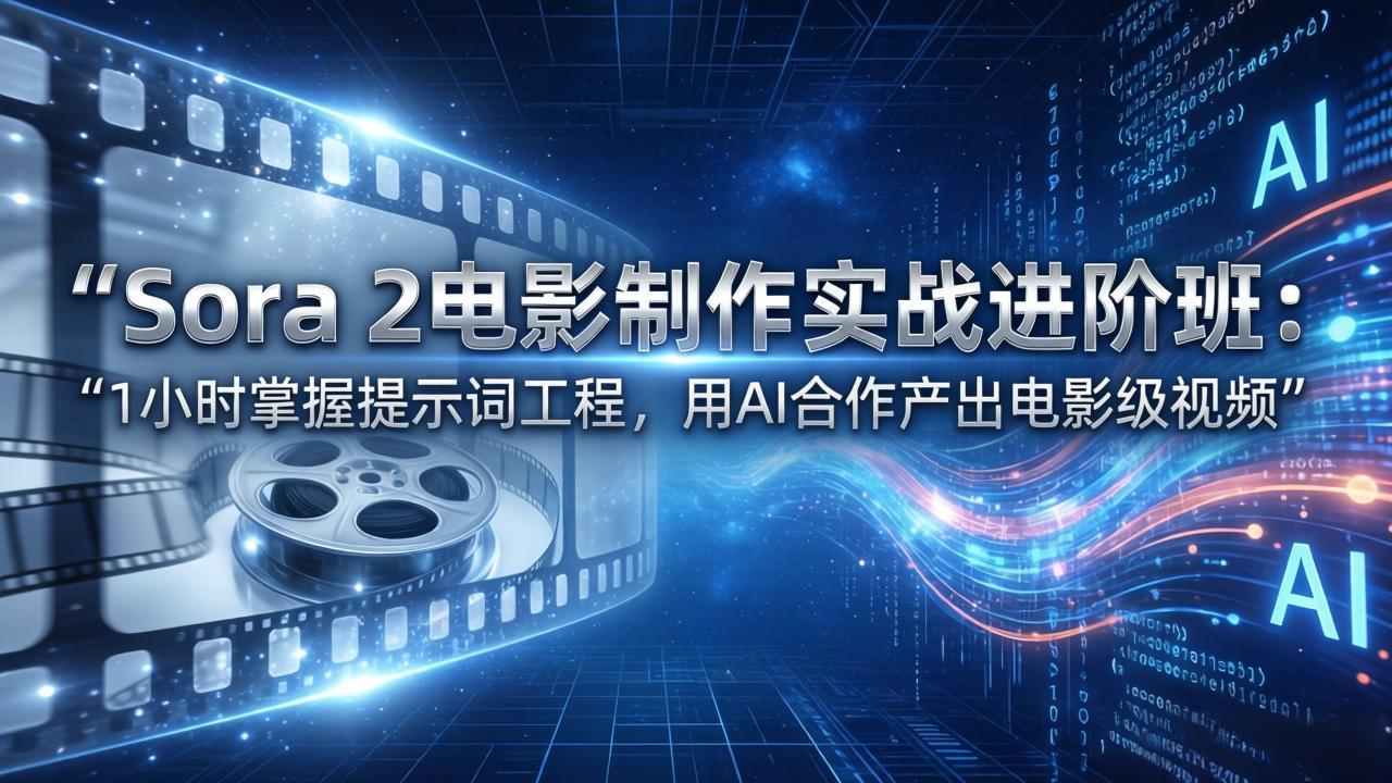 Sora 2电影制作实战进阶班：1小时掌握提示词工程，用AI合作产出电影级视频-悦享网