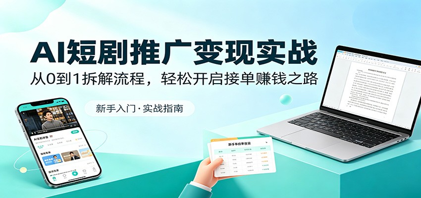 AI短剧推广变现实战：从0到1拆解流程，轻松开启接单赚钱之路-悦享网