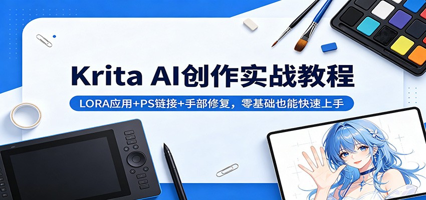 Krita AI创作实战教程：LORA应用+PS链接+手部修复，零基础也能快速上手-悦享网