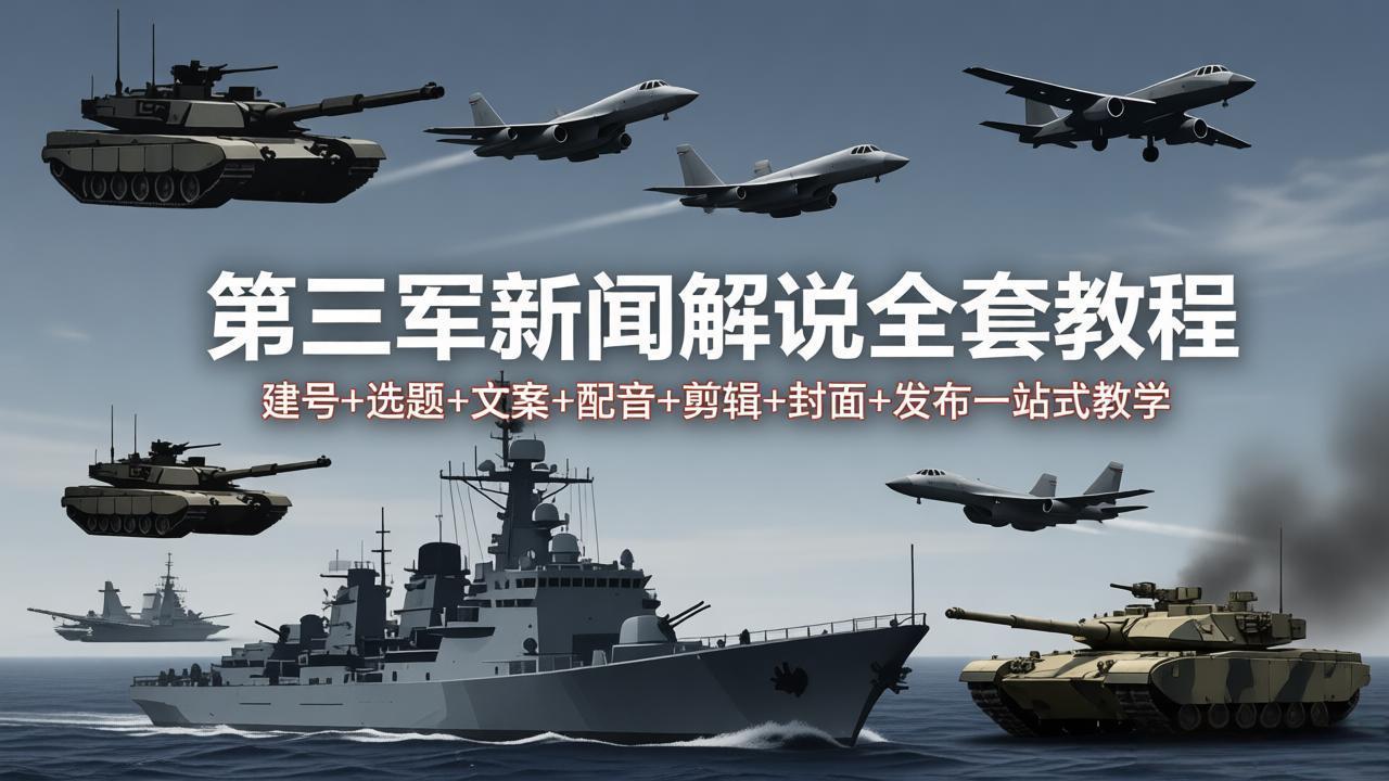 第三军迷新闻解说全套教程：建号+选题+文案+配音+剪辑+封面+发布一站式教学-悦享网