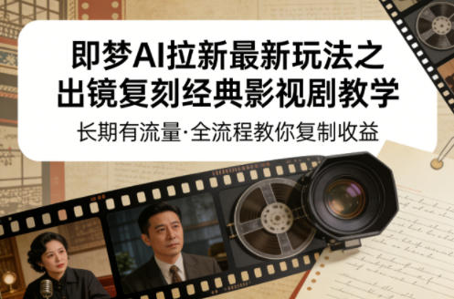 即梦AI拉新最新玩法之出镜复刻经典影视剧教学，长期有流量，全流程教你复制收益-悦享网