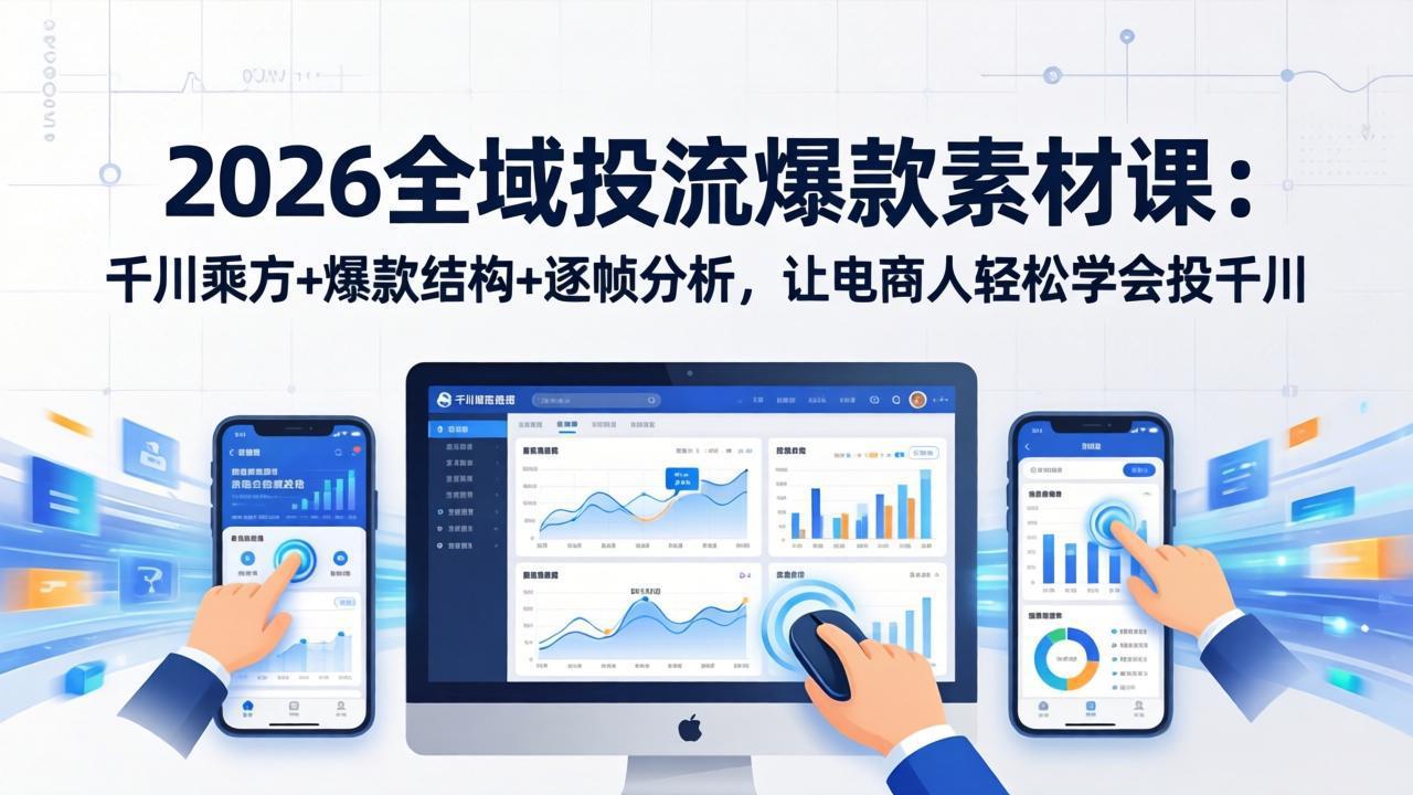 2026全域投流爆款素材课：千川乘方+爆款结构+逐帧分析，让电商人轻松学会投千川-悦享网