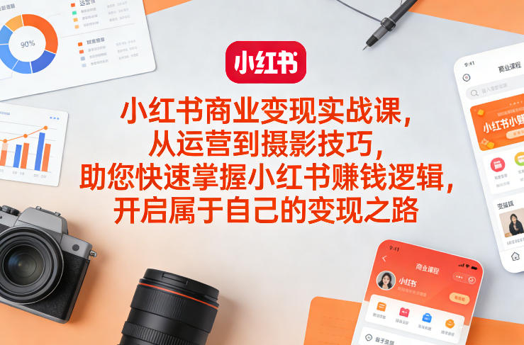 小红书商业变现实战课，从运营到摄影技巧，助您快速掌握小红书賺钱逻辑，开启属于自己的变现之路-悦享网