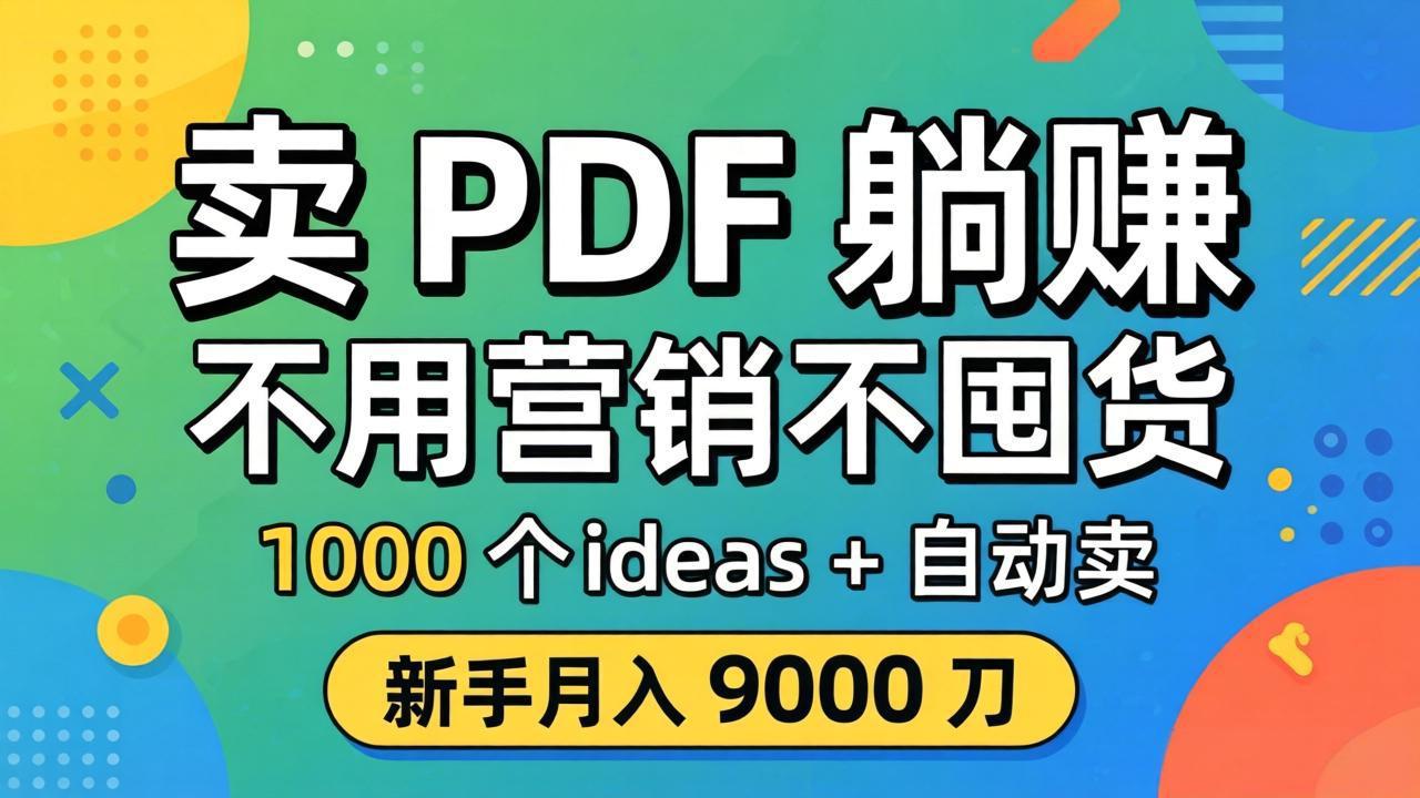 卖 PDF 躺赚？不用营销不囤货，1000 个 ideas + 自动卖，新手月入 9000 刀【原创双语字幕】-悦享网