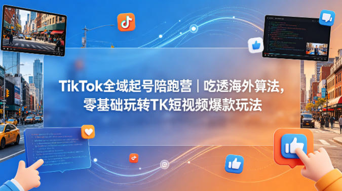 TikTok全域起号陪跑营｜吃透海外算法，零基础玩转TK短视频爆款玩法-悦享网