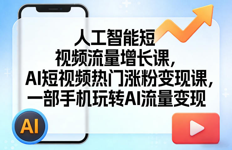 人工智能短视频流量增长课，AI短视频热门涨粉变现课，一部手机玩转AI流量变现-悦享网