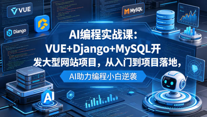 AI编程实战课：VUE+Django+MySQL开发大型网站项目，从入门到项目落地，AI助力编程小白逆袭-悦享网