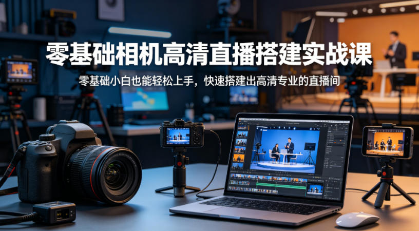 零基础相机高清直播间搭建实战课，小白也能轻松上手，快速搭建出高清专业的直播间-悦享网