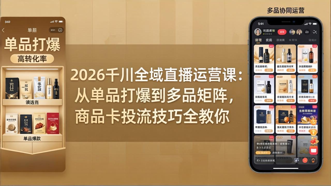2026千川全域直播运营课：从单品打爆到多品矩阵，商品卡投流技巧全教你-悦享网