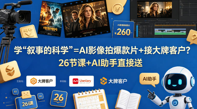 学《叙事的科学》=AI影像拍爆款片+接大牌客户？26节课+AI助手直接送【原创双语字幕】-悦享网